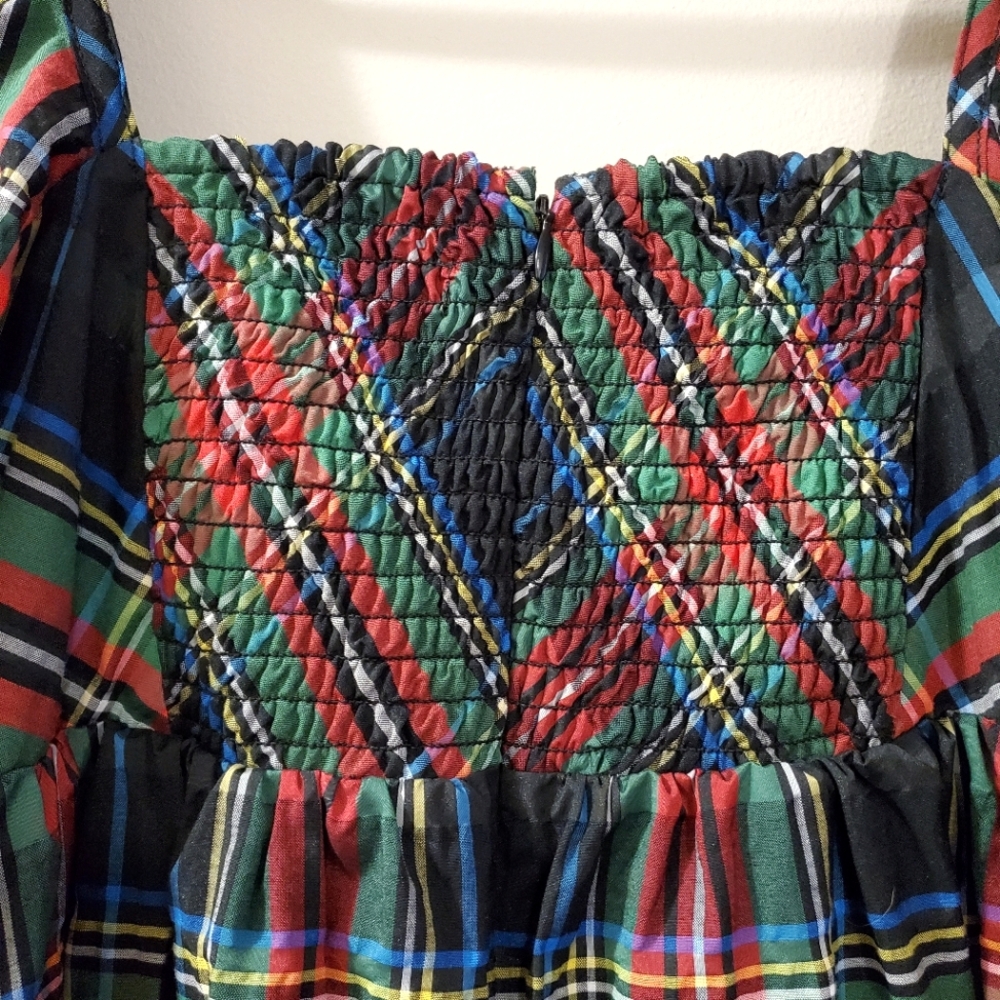 J Crew - Puff-sleeve mini dress in Stewart tartan - Size 4  (NWT) - Picture 8 of 12